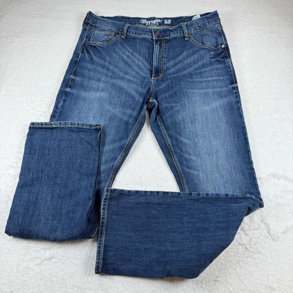 Wrangler Retro Jeans Mens Size 38x34 Blue Slim Boot Stretch Denim Casual